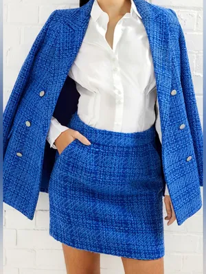 French Connection Azzurra Tweed Plaid Mini Skirt Blue NWT MSRP $98 size 2 thumbnail 1