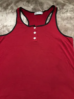 Vlazom Pajama Set Women’s Size S Burgundy/Red Racerback Tank Black Trim thumbnail 4