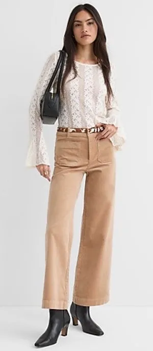 LOFT Women's Palmer Wide Leg Tan Corduroy Pants Size 30" Waist thumbnail 1