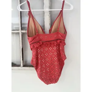 J.Crew Scalloped Ruffle Plunging‎ One-piece in Laser-cut Eyelet Pink size 8 thumbnail 5