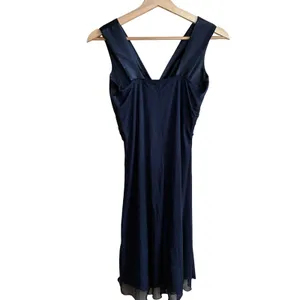 Vintage Star Vixen V-Neck Cocktail Dress Small Navy y2k Satin Mesh O-Ring thumbnail 6