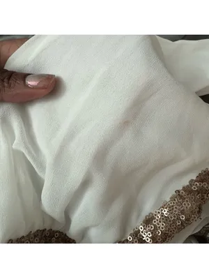 Tobi Gold metallic skater dress white mini Roman dress sequin straps NWT XS thumbnail 11