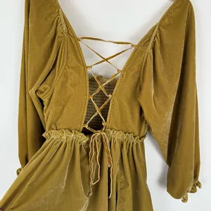 Free People Daphne Velvet Sleeve Dress in Olive Bitters thumbnail 12
