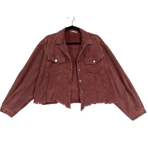 Altar'd State XS Corduroy Crop Jacket Pink Raw Hem Boho Autumn Western Cowgirl thumbnail 3