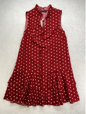 NWT Emery Rose Women's Dress Size Small Red‎ White Polka Dot Sleeveless Shift thumbnail 1