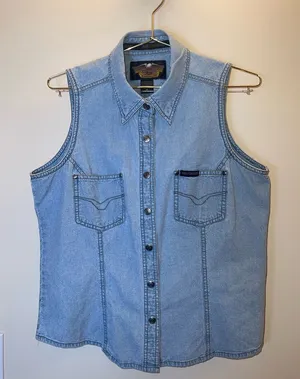 Harley-Davidson Denim Vest | Y2K Vintage |‎ Size M thumbnail 1