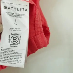 {S} Athleta Playa Linen Tie Top Passionfruit Coral thumbnail 10