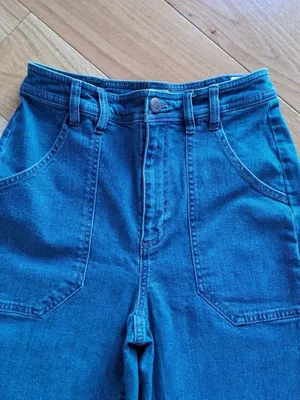 On 34th Womens 4/27 (24W x 26L) Barrel Leg High Rise Stretch Blue Denim Jeans thumbnail 4