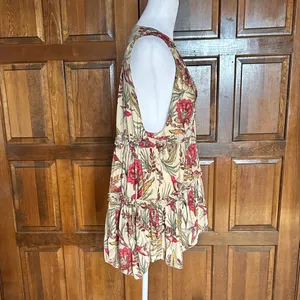 Free People Tiered Layered Floral‎ Bird Print Blouse Top Tunic Small Boho thumbnail 5