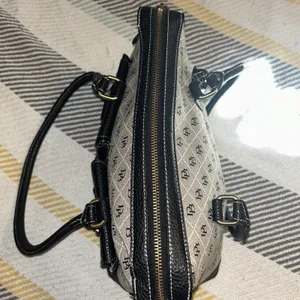 Vintage Dooney And Bourke Canvas And Leather Satchel Bag Two Front Buckle Pocket thumbnail 3