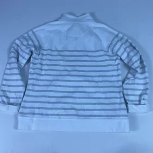 Tommy Bahama Sweater Womens Large White Stripe 1/4 Zip Mock Neck Knit‎ Pullover thumbnail 3