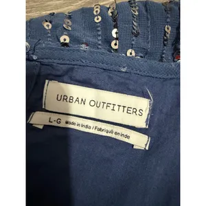 Urban Outfitters Mini Dress L Blue Sequin Babydoll Tiered Square Neck Y2K Indie thumbnail 6