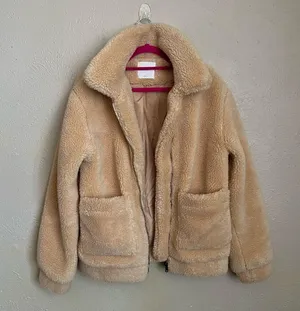Elodie Faux Shearling Teddy Coat in Cream Nude Small thumbnail 2