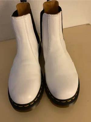 Dr. Martens women White Leather platform Chelsea Ankle Boots US 10 thumbnail 9