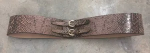 Vintage Y2K Vegan Snakeskin Wide Waist Belt Double Buckle Cinch Belt Large thumbnail 1