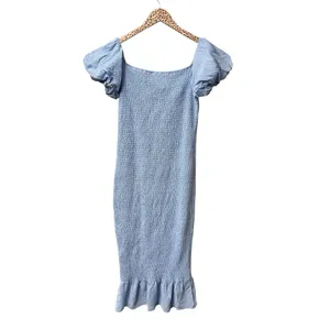 Baltic Born Alana Smocked Puff Sleeve Off the Shoulder Midi Light Blue Large thumbnail 6