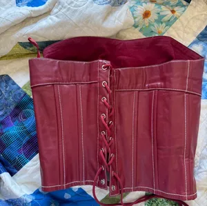 Edikted Red Leather Corset Top Faux thumbnail 3