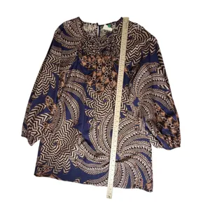 Farm‎ Rio Smocked Geometric Print Beaded Cotton Mini Dress Small Boho Abstract thumbnail 13