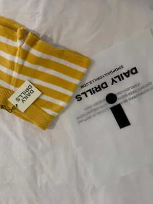 Daily Drills Sunny & White Stripe Knit Micro Shorts thumbnail 2