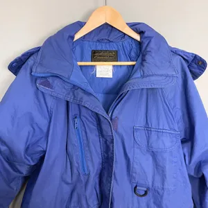 Vintage Eddie Bauer Coat Down FLAWS Women Parka Blue Hooded Winter Coat Medium thumbnail 12