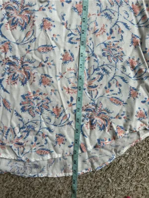 Lucky Brand White Floral Tie-Front Peasant Blouse Floral Boho Bohemian Large thumbnail 6