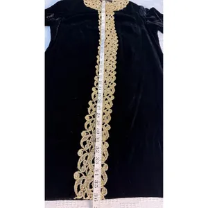 Handmade Black Velvet Gold Lace Dress Steampunk Victorian Whimsy Goth Regency M thumbnail 6