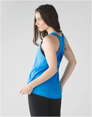 Lululemon Salute Sun Singlet II Tank Kayak Blue Luon Yoga Athletic Womens Sz 4-6 thumbnail 2