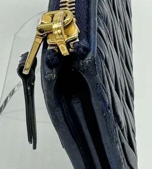 Miu Miu Navy Continental Leather Wallet thumbnail 6