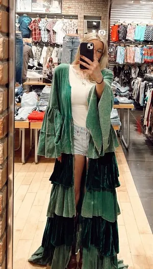Ruffle Velvet Duster thumbnail 1