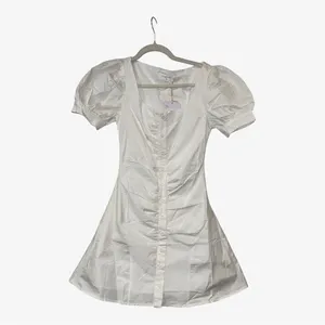 COMMENSE Puff Sleeve Short Shirt Dress COLOR - White Size XS thumbnail 4