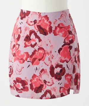Nasty Gal Floral Split Mini Skirt Pink Lilac High Waisted Y2K Cottage Coquette 8 thumbnail 1