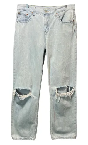 Levi's Low Pro Straight Jeans 29 Light‎ Wash Distressed Ripped Knee Y2K Style thumbnail 1
