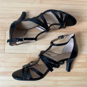 Aerosoles Passionfruit Sandals Black Snakeskin Patent Heels Size 9 thumbnail 3