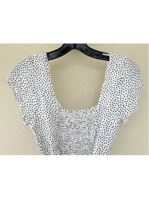 Abercrombie & Fitch Polka Dot Button Front Mini Dress White Black Retro Minimal thumbnail 6