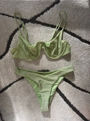 Lulus Heat Wave Light Green Sparkly Underwire Bikini Set thumbnail 5