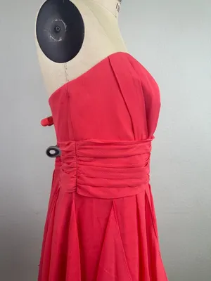 David's Bridal Strapless Chiffon Cocktail Mid Dress Red Size 16 thumbnail 4