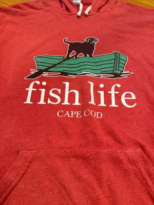 Cape cod fish life hoodie sweatshirt size medium. Red thumbnail 2