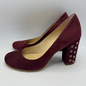 Kate Spade Burgundy Suede Grommet Heel Pump Size 7 block heels thumbnail 8