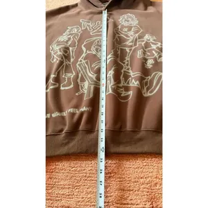 BORFEND Brown Graphic Hoodie Oversized Unisex Size M thumbnail 3