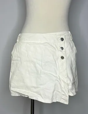 Glam- White Shorts w/Skirt Front Buttonfly + Zipper thumbnail 1