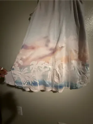 Kensie Pastel Tie-Dye Floral Tank Top - White, Pink, Peach, Blue thumbnail 3