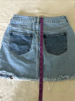 PacSun Colorblock Denim Mini Skirt - White & Blue Panels thumbnail 5