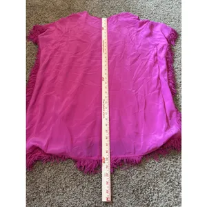 Marie Oliver Maura Pink Size X Small Dress Feather Trim V-Neck 100% Silk thumbnail 6