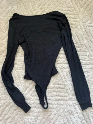 Abercrombie & Fitch Black Long Sleeve V-Neck Bodysuit thumbnail 5