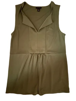 Ann Taylor Olive Sleeveless V-Neck Top thumbnail 1