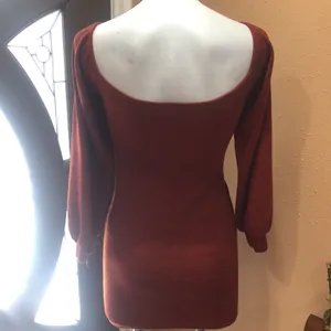 Lulus Aurinda Rust Orange Ruched Off-the-Shoulder Bodycon Dress thumbnail 7