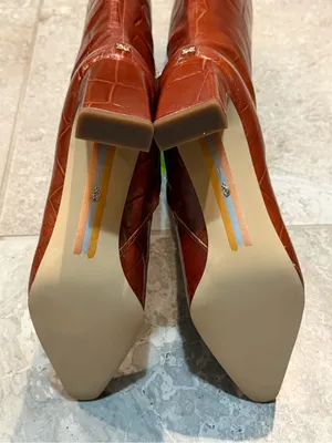 Sam Edelman Sylvia 2 Tall Croc-Embossed Pointed-Toe Boots in Brown, Size 11, NWT thumbnail 5