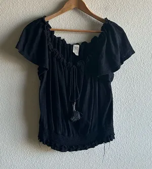 Free People Linen Blend Peasant Style Top thumbnail 1