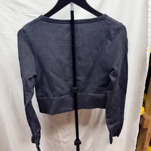 Aerie Offline Main Squeeze Waffle Knit Seamless Crop Henley Long Sleeve Top Sz L thumbnail 5