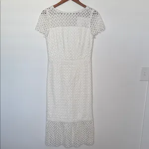 Kay Unger Tatum White Lace Illusion Sheath Midi Dress Size 4 NWT thumbnail 2
